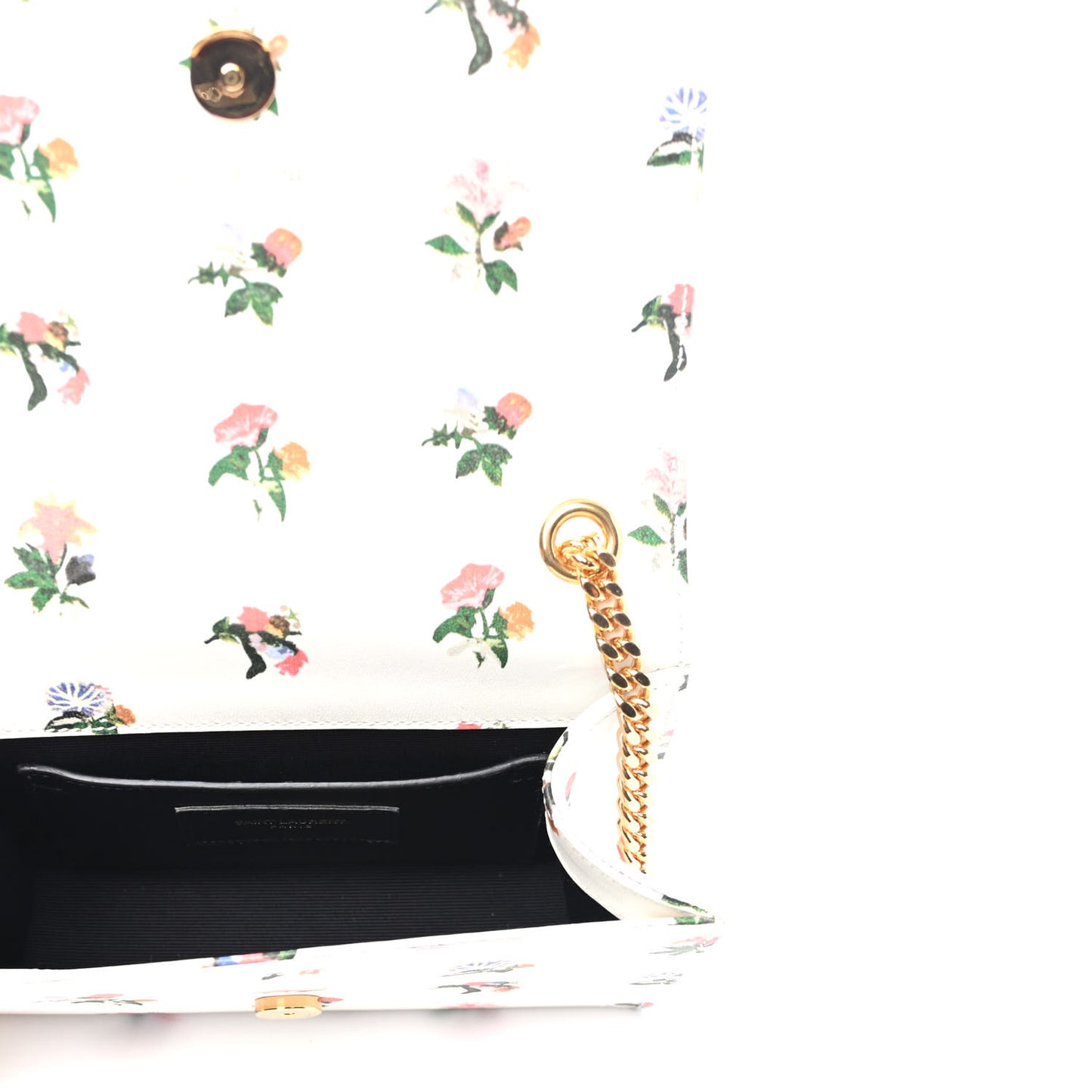 Calfskin Prairie Flower Printed Small Classic Monogram Kate Satchel White