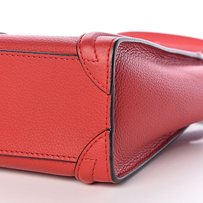 Celine Drummed Calfskin Nano Luggage Coquelicot 11 of 11