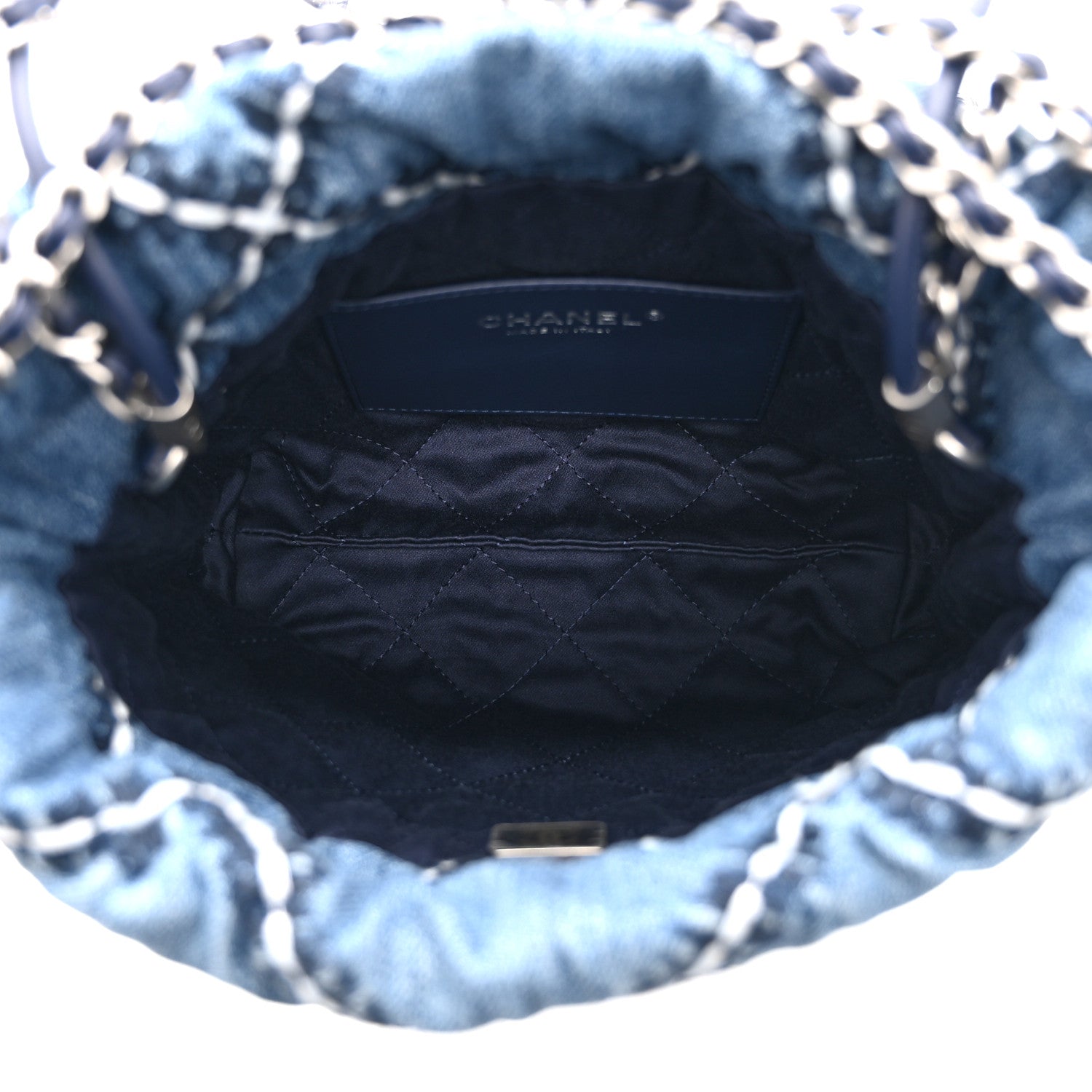 Chanel Denim Stitched Quilted Mini Chanel 22 Blue 5 of 10