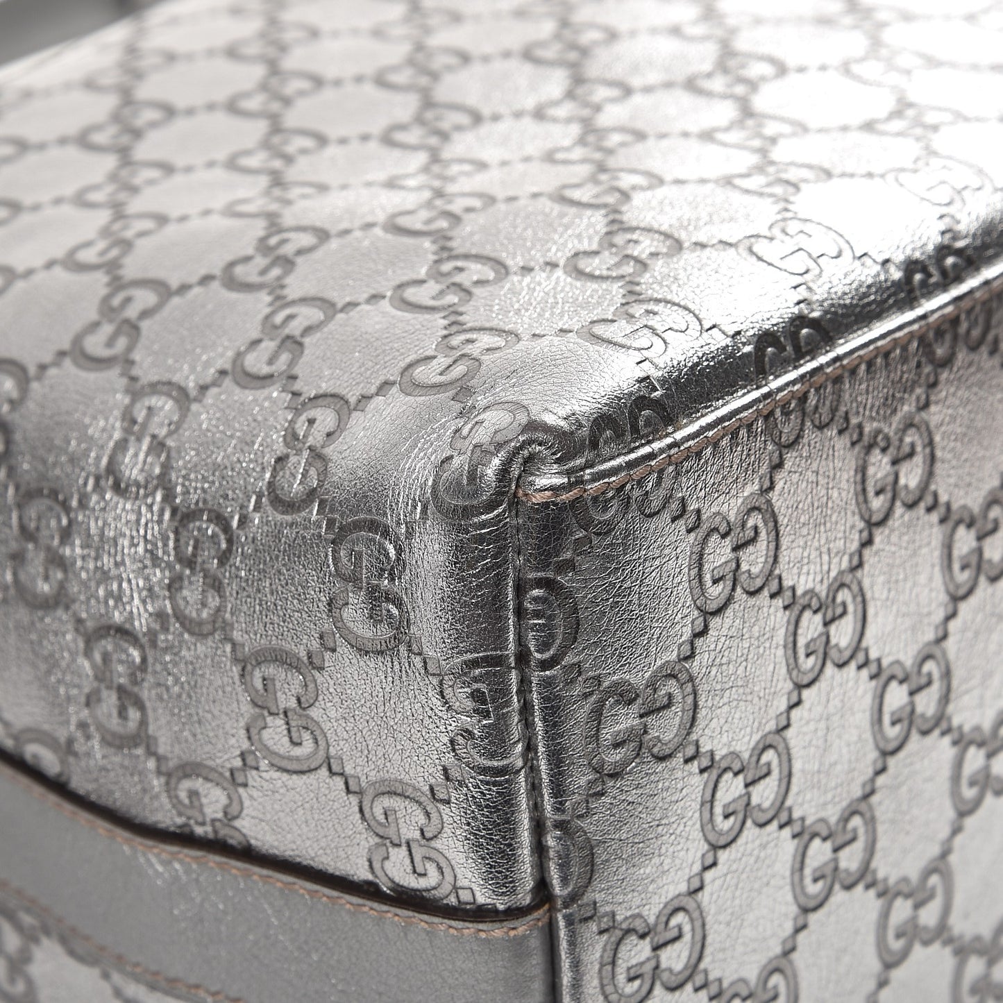 Metallic Guccissima Hobo Silver