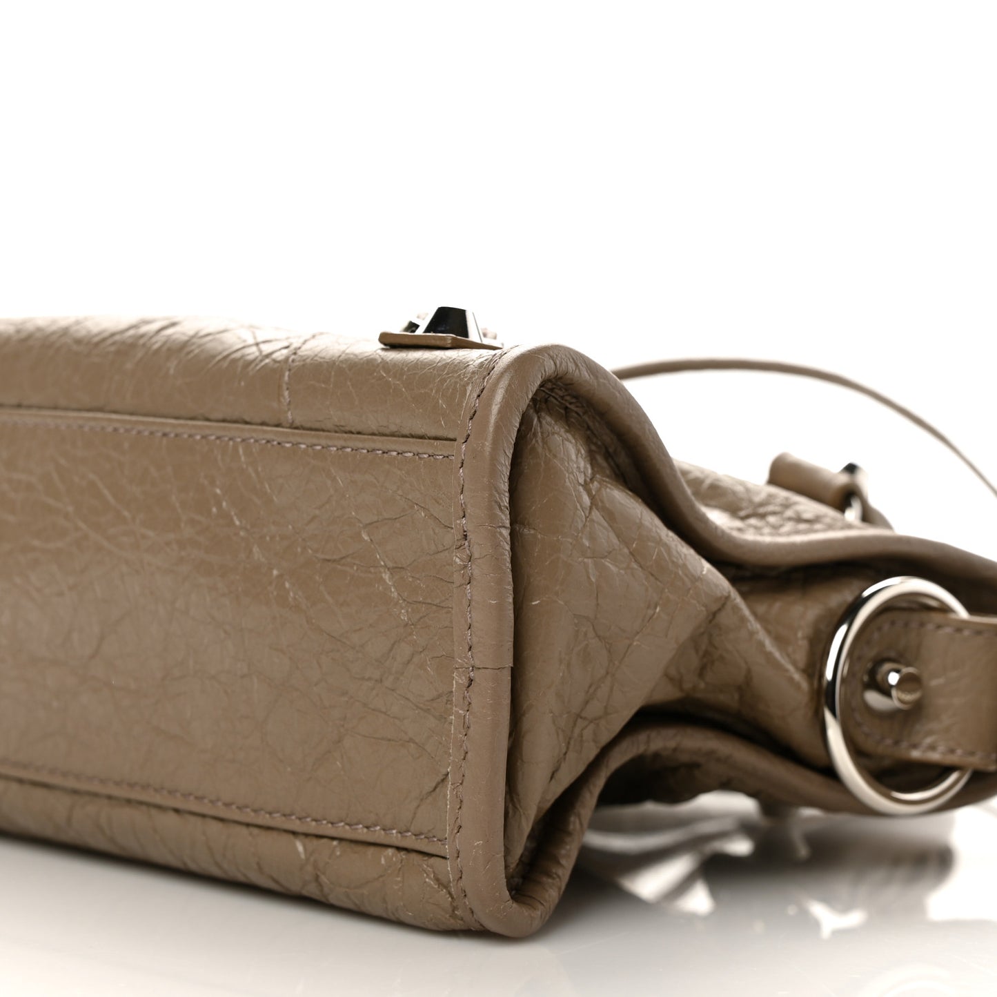 Agneau Classic Silver Hardware Mini City Dark Mink Grey