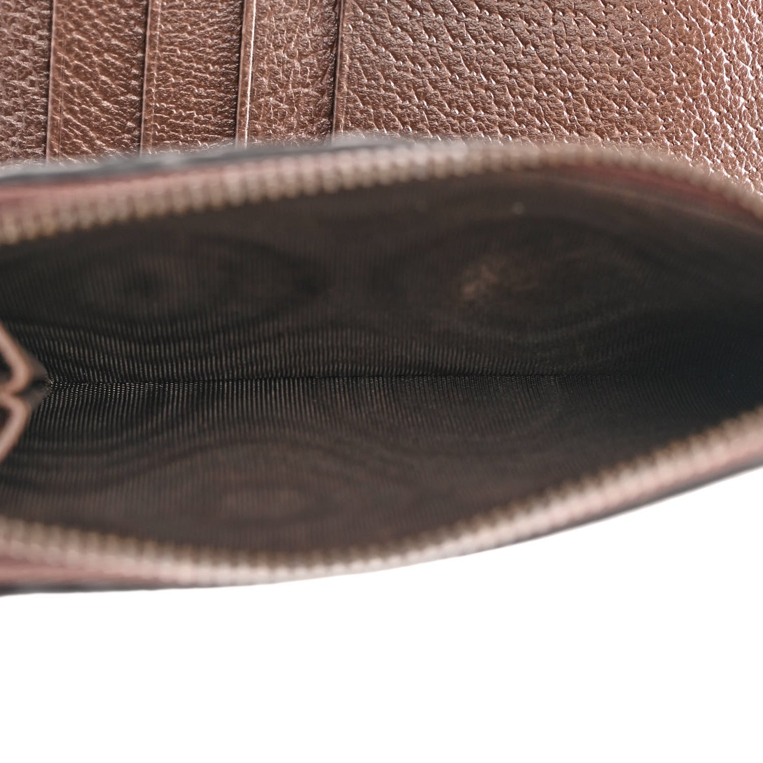 Gucci GG Supreme Monogram Textured Dollar Calfskin Web Ophidia Overlay Zip Around Card Case Wallet Beige Ebony New Acero 5 of 12