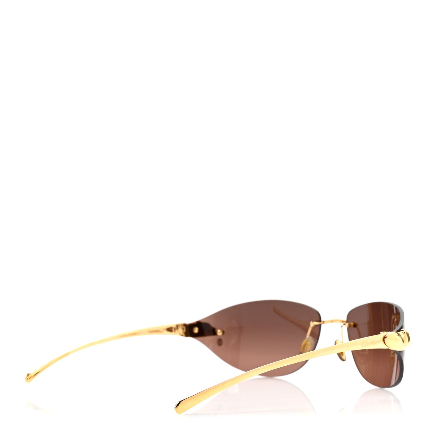 Cartier Metal Panthere De Cartier Rimless Sunglasses Gold 7 of 14