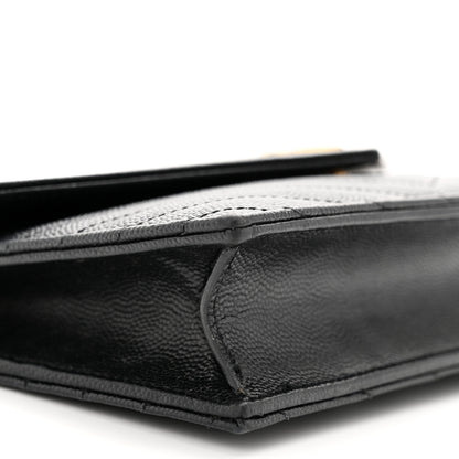 Saint Laurent Grain De Poudre Matelasse Chevron Monogram Envelope Chain Wallet Black 9 of 12