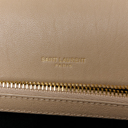Saint Laurent Sheepskin Matelasse Chevron Monogram Medium College Bag Dark Beige 6 of 11