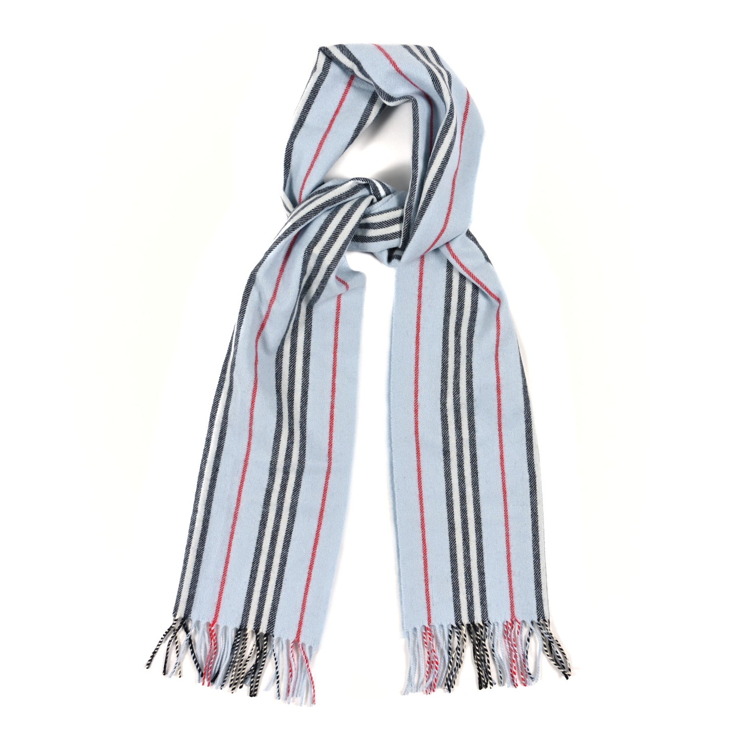 Cashmere Small Icon Stripe Scarf Pale Blue