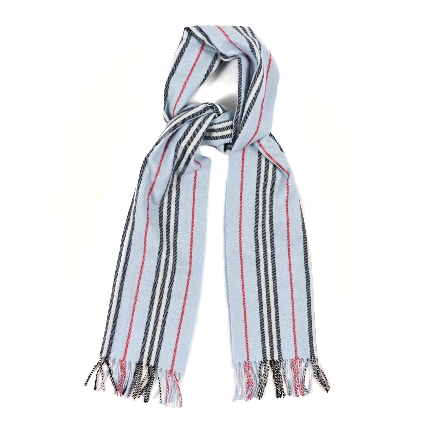 Burberry Cashmere Small Icon Stripe Scarf Pale Blue 1 of 3