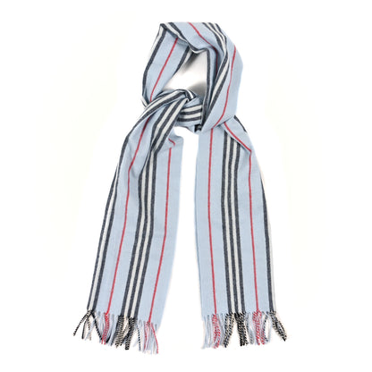 Burberry Cashmere Small Icon Stripe Scarf Pale Blue 1 of 3