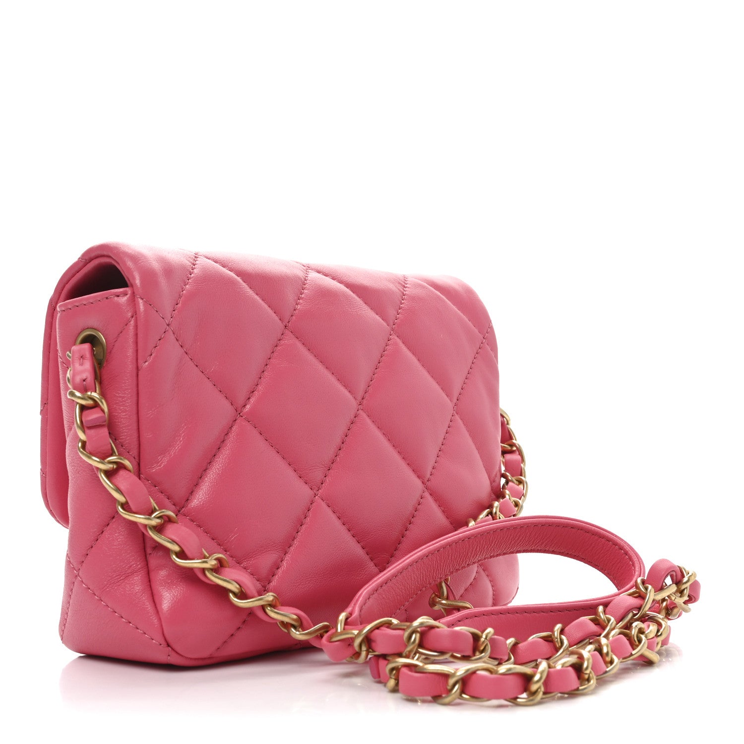 Chanel Lambskin Plexiglass Quilted Coco Love Mini Flap Pink