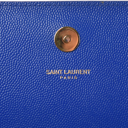 Saint Laurent Grain De Poudre Classic Monogram Cassandre Clutch Royal Blue 7 of 13
