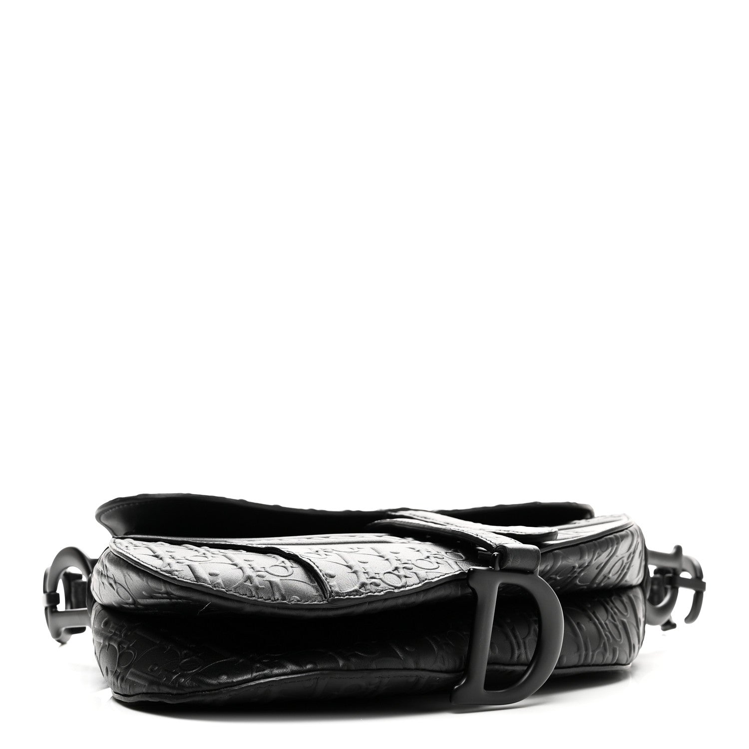 Christian Dior Calfskin Embossed Oblique Saddle Bag Black 4 of 10