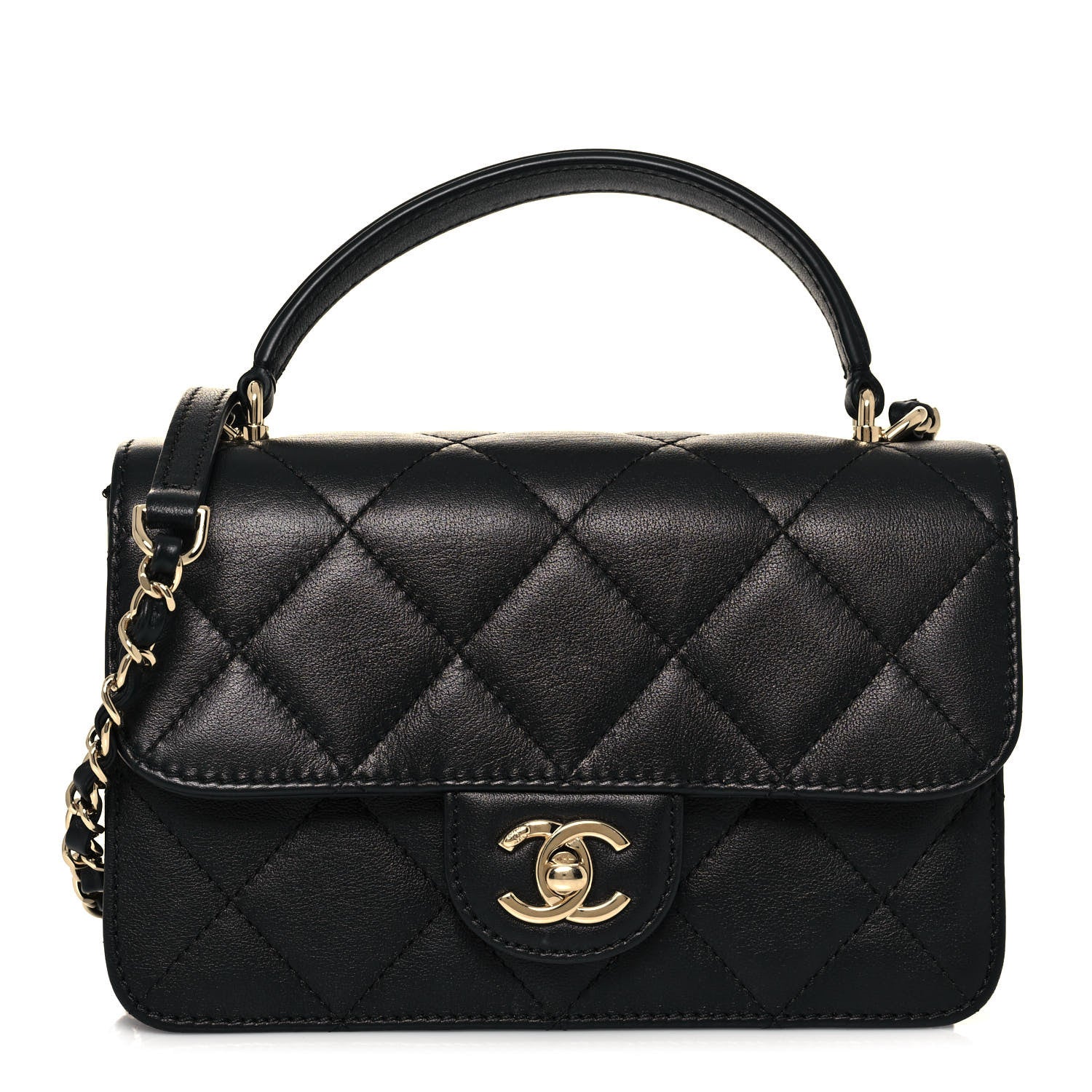 Chanel Calfskin Quilted Small Top Handle Flap Black 1 of 11