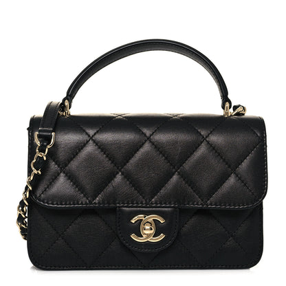Chanel Calfskin Quilted Small Top Handle Flap Black 1 of 11