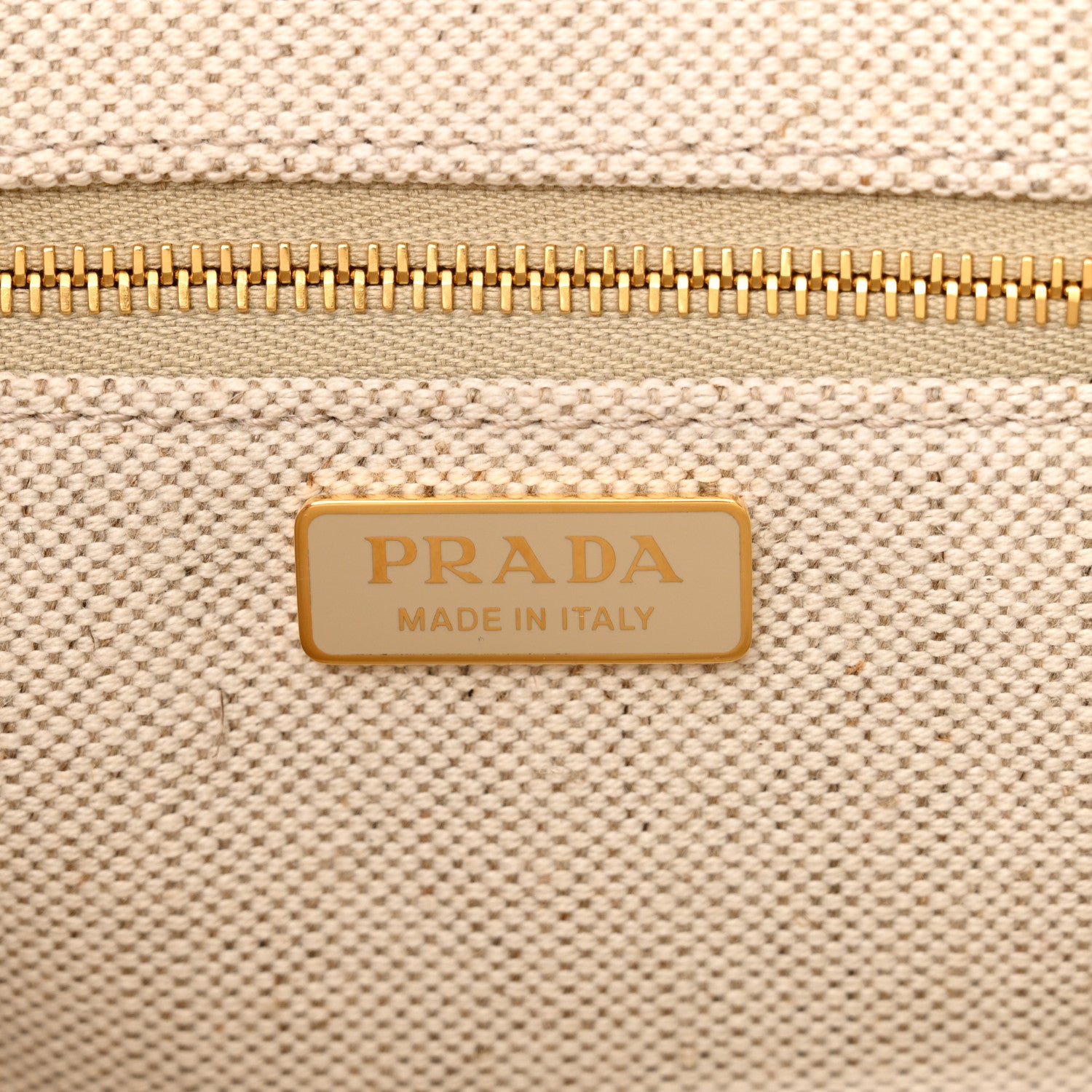 Prada Linen Vitello Mini Logo Tote Natural 7 of 10
