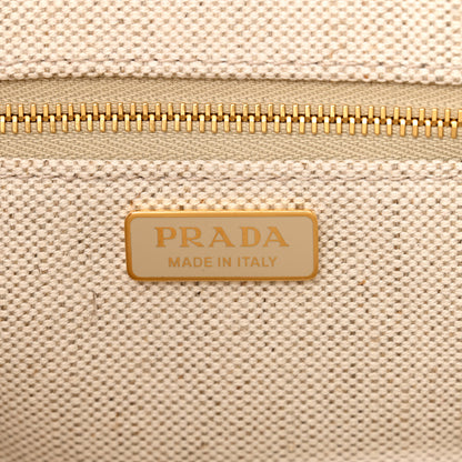 Prada Linen Vitello Mini Logo Tote Natural 7 of 10