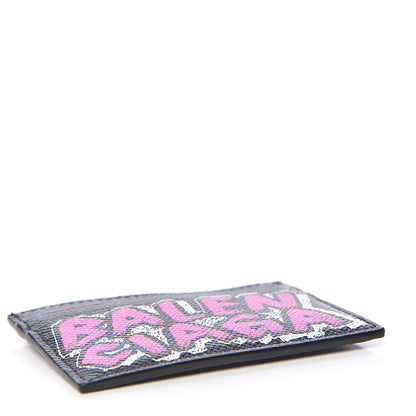 Balenciaga Signature Grained Calfskin Graffiti Ville Multi Card Holder Black Multicolor 4 of 8
