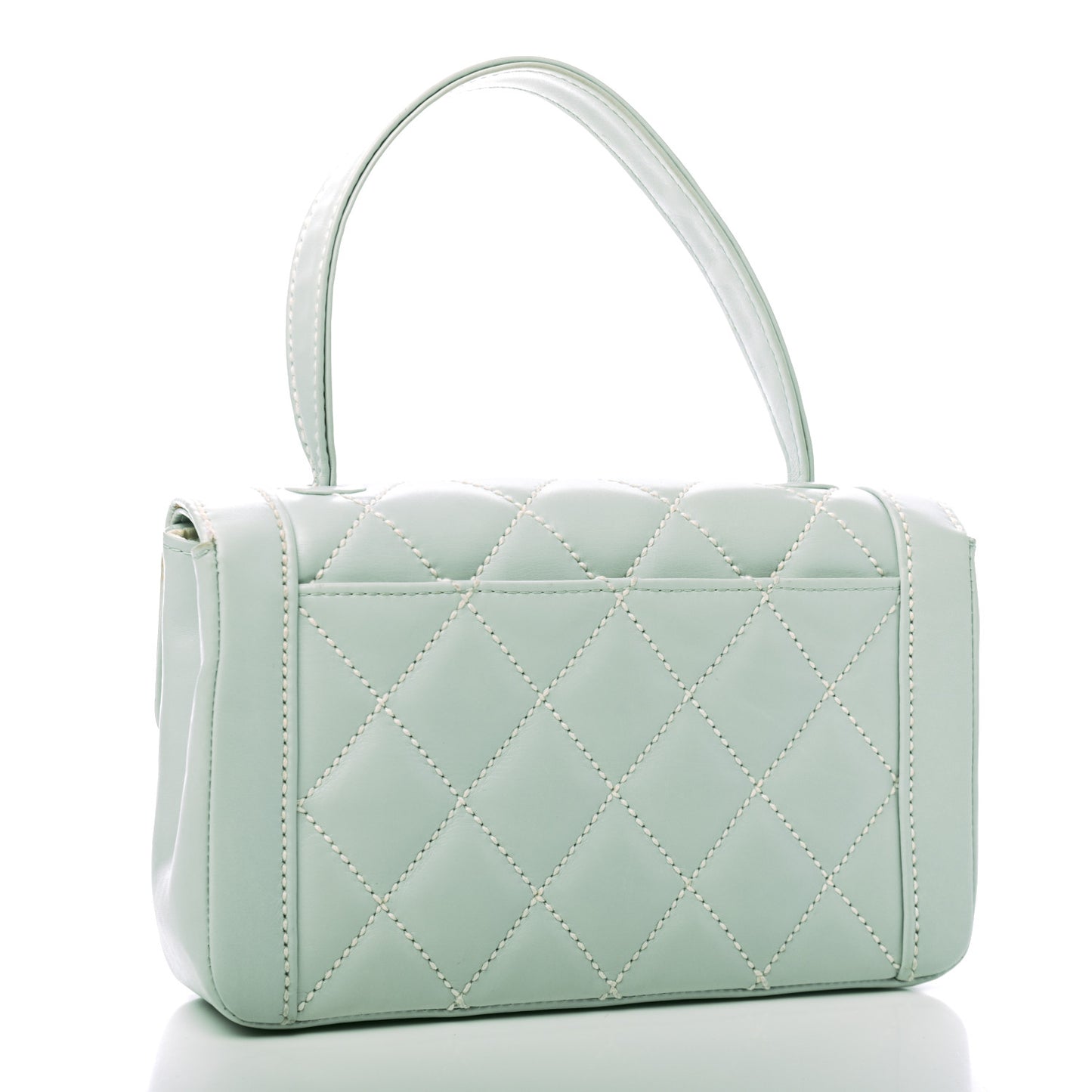 Calfskin Quilted Wild Stitch Flap Light Blue