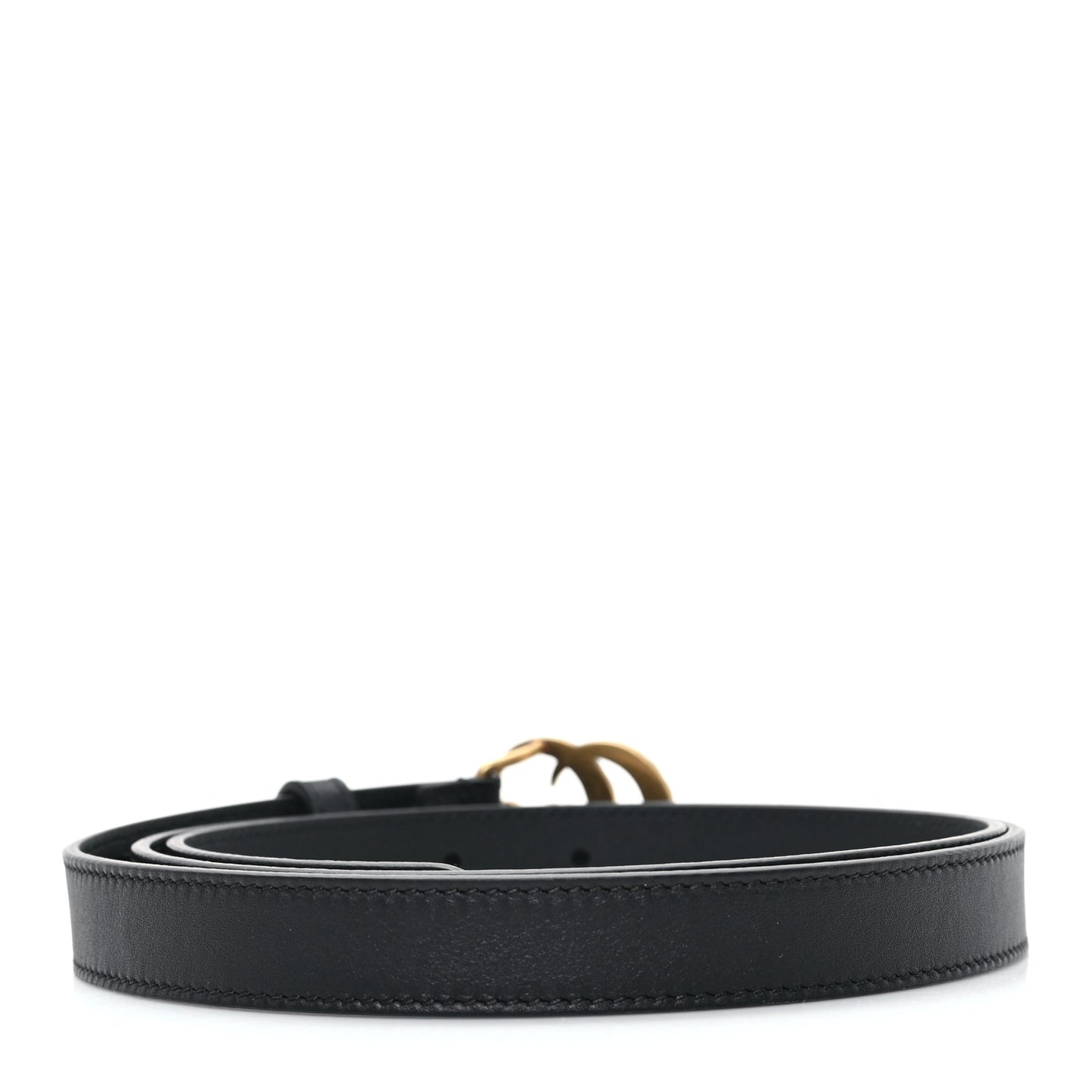 Moon Calfskin Pearl Double G 20mm Belt 100 40 Black Cream