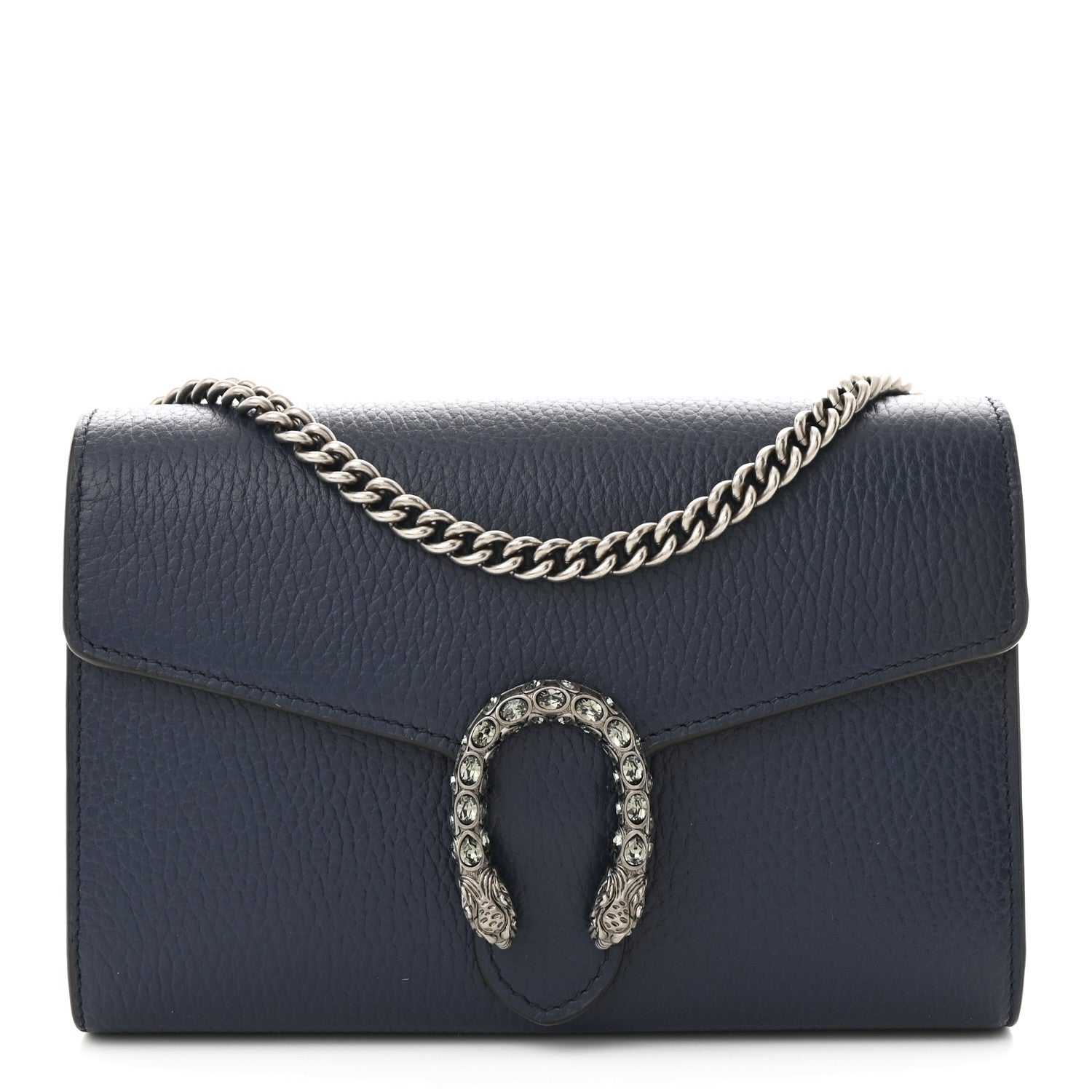 Gucci Dollar Calfskin Crystal Mini Dionysus Chain Wallet Blue Agata Black Diamond 1 of 12