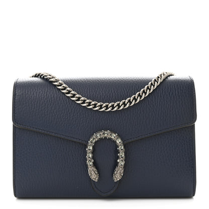 Gucci Dollar Calfskin Crystal Mini Dionysus Chain Wallet Blue Agata Black Diamond 1 of 12