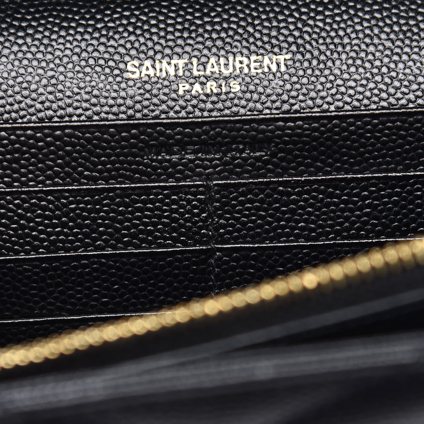 Grain De Poudre Matelasse Chevron Monogram Chain Wallet Black