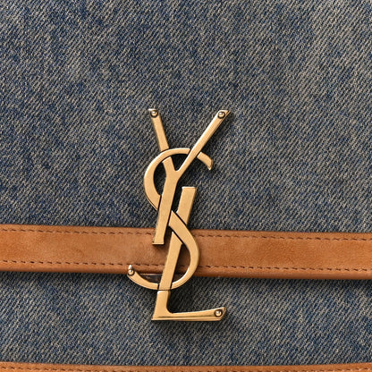 Saint Laurent Denim Suede Monogram Medium Solferino Soft Satchel Blue Cinnamon 9 of 11