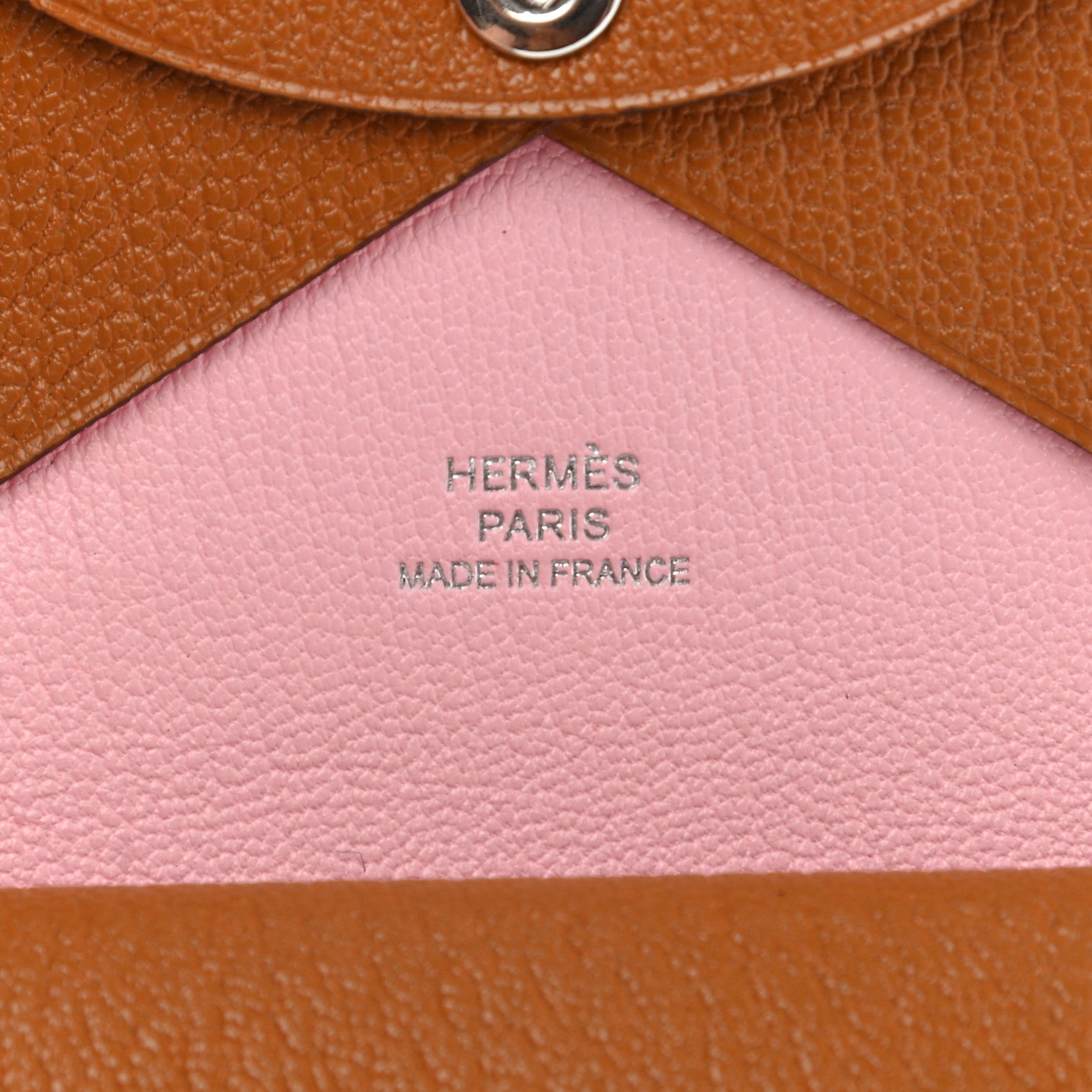 Hermes Chevre Mysore Verso Calvi Duo Card Case Caramel Rose Sakura 6 of 7