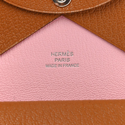 Hermes Chevre Mysore Verso Calvi Duo Card Case Caramel Rose Sakura 6 of 7