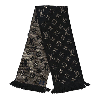 Louis Vuitton Wool Silk Logomania Shine Scarf Black 2 of 3