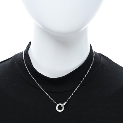 Cartier 18K White Gold Diamond Interlocking LOVE Paved Necklace 3 of 4