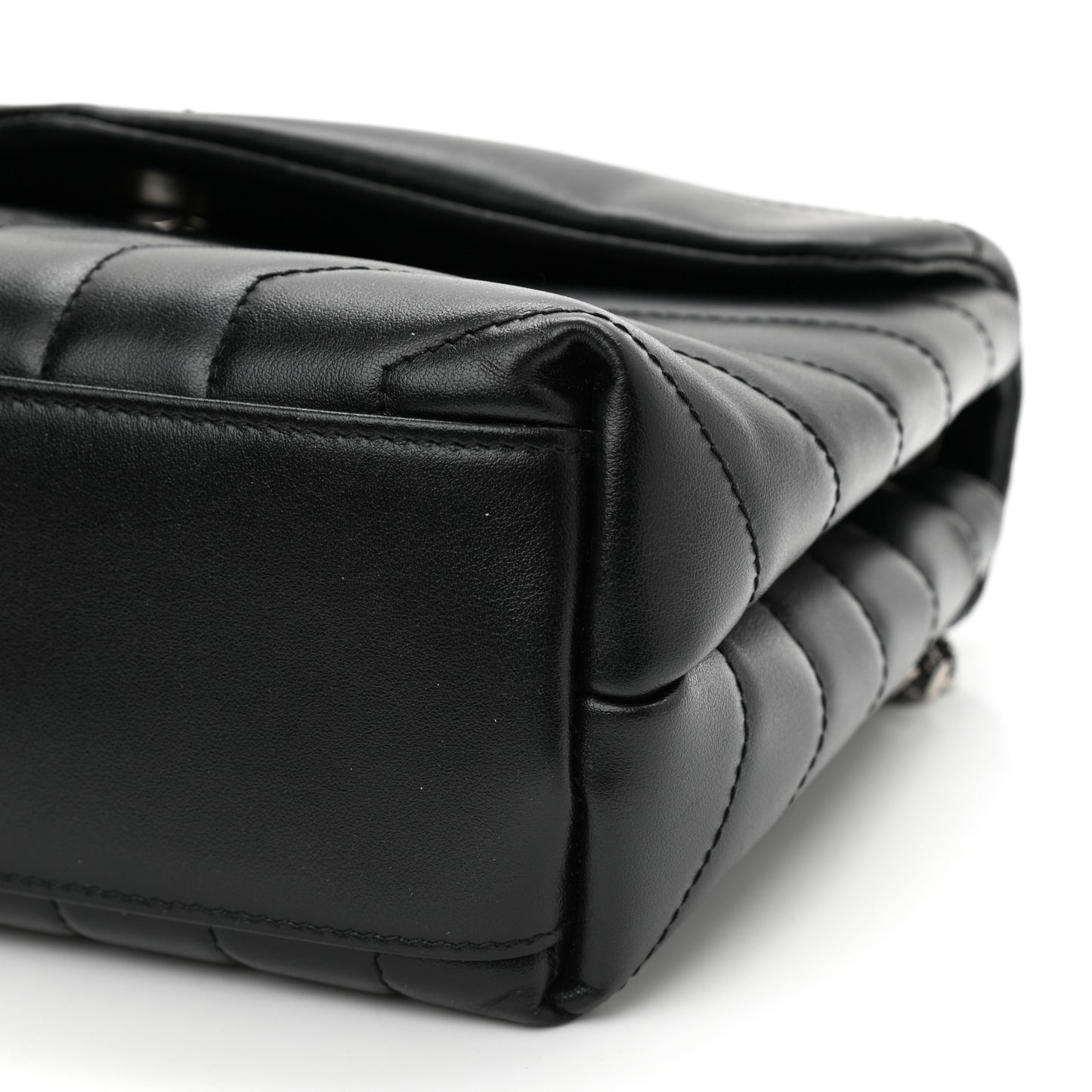 Calfskin Y Quilted Monogram Small Loulou Chain Satchel Black