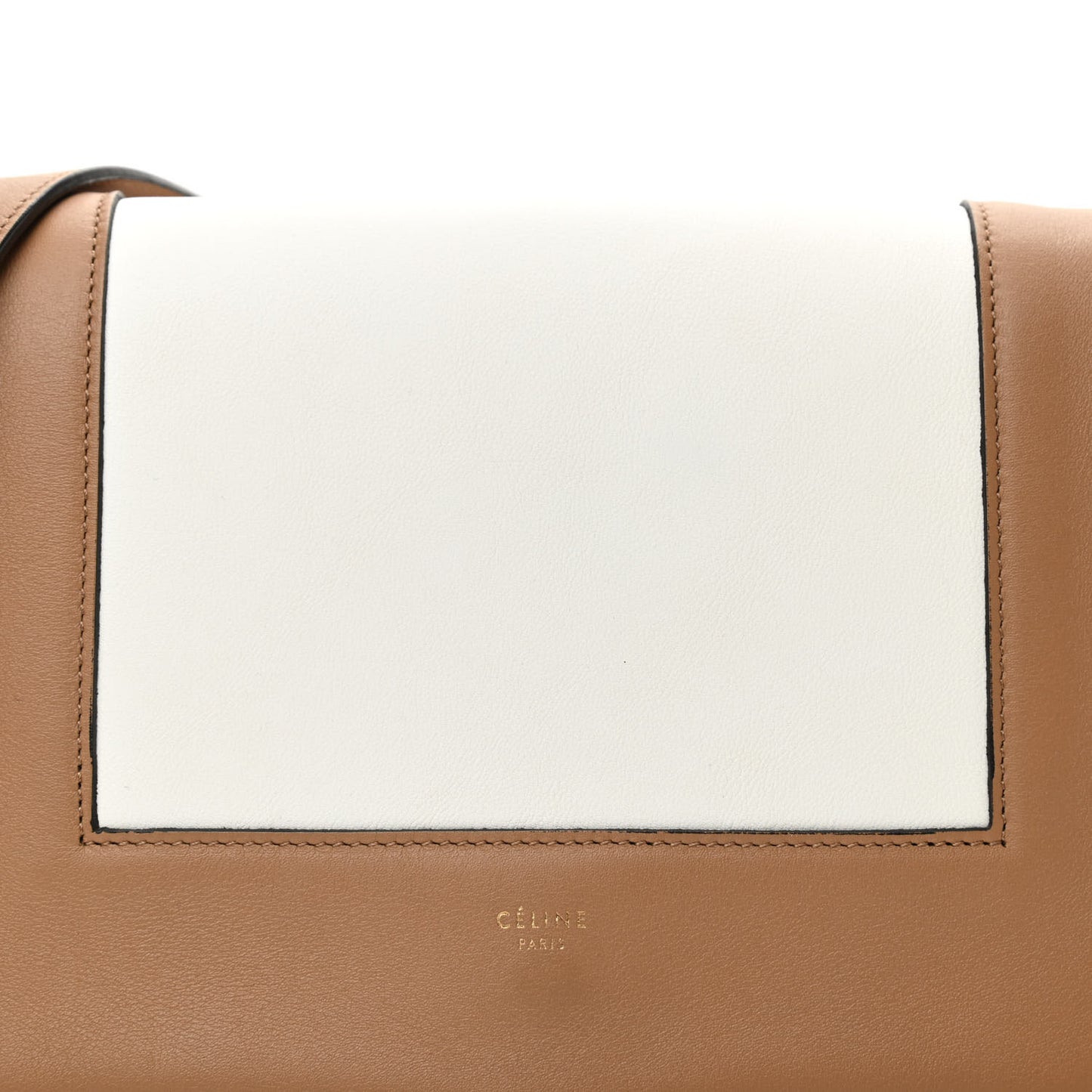 Shiny Smooth Calfskin Medium Frame Shoulder Bag Tan Optic White