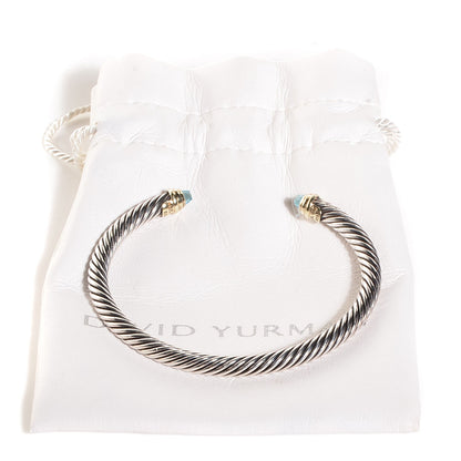 David Yurman Sterling Silver 14K Yellow Gold Blue Topaz 5mm Cable Classics Petite Color Bracelet 6 of 7