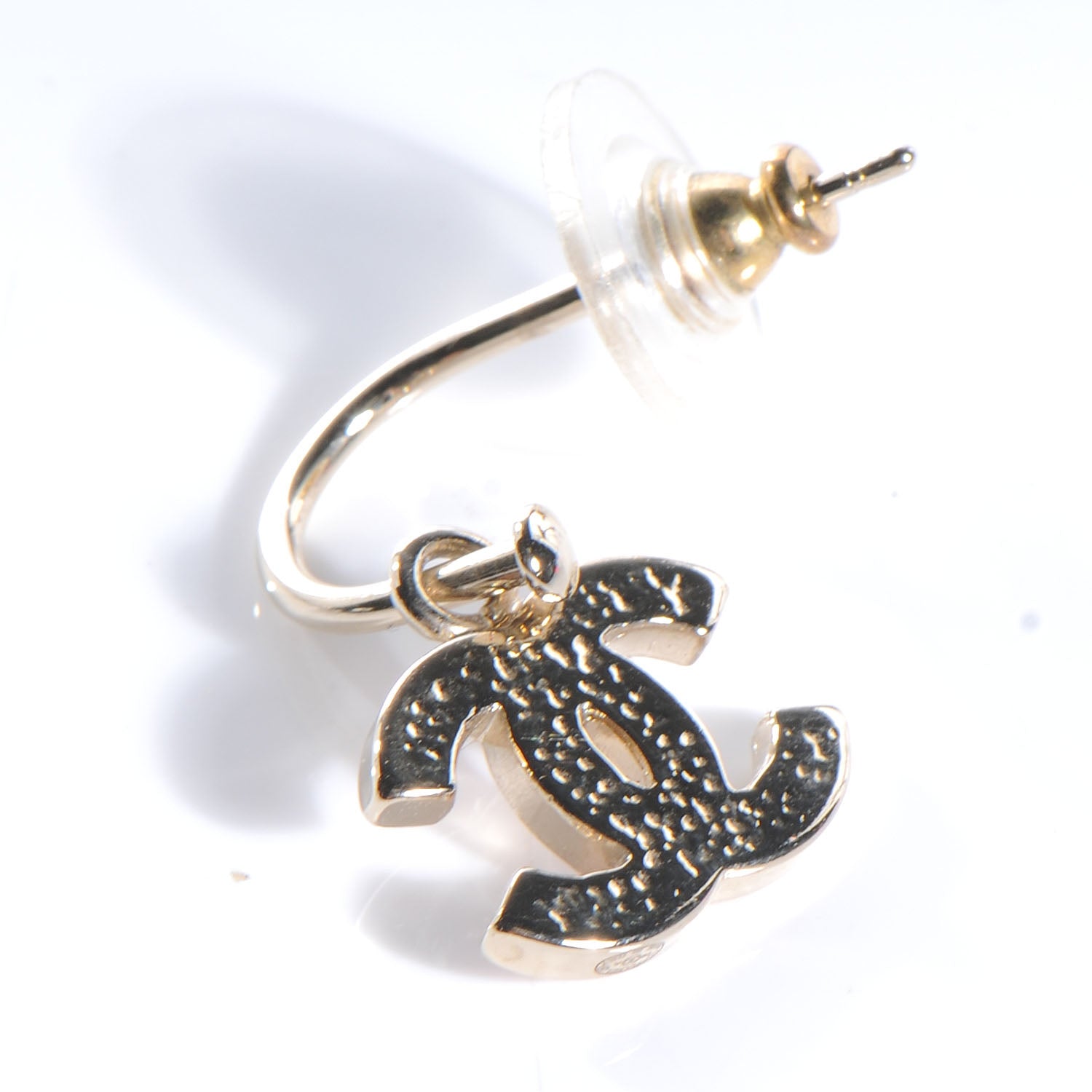 Chanel Crystal CC Hoop Earrings Gold 3 of 4