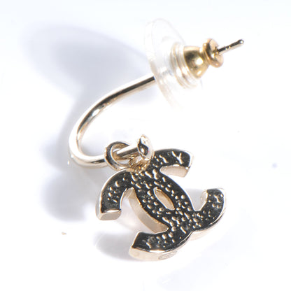 Chanel Crystal CC Hoop Earrings Gold 3 of 4