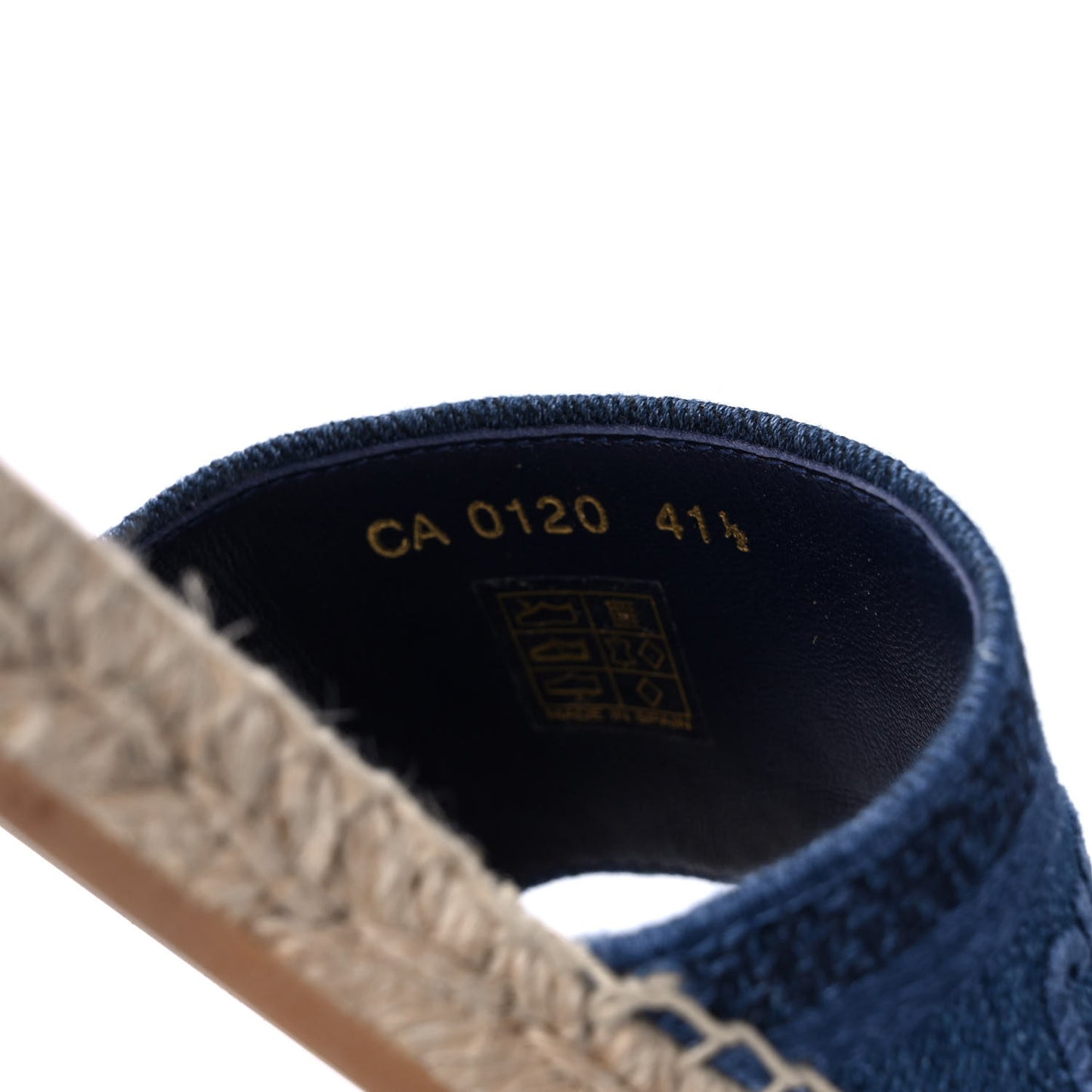Denim Embroidered Granville Espadrille Flat Slide Sandals 41.5 Blue