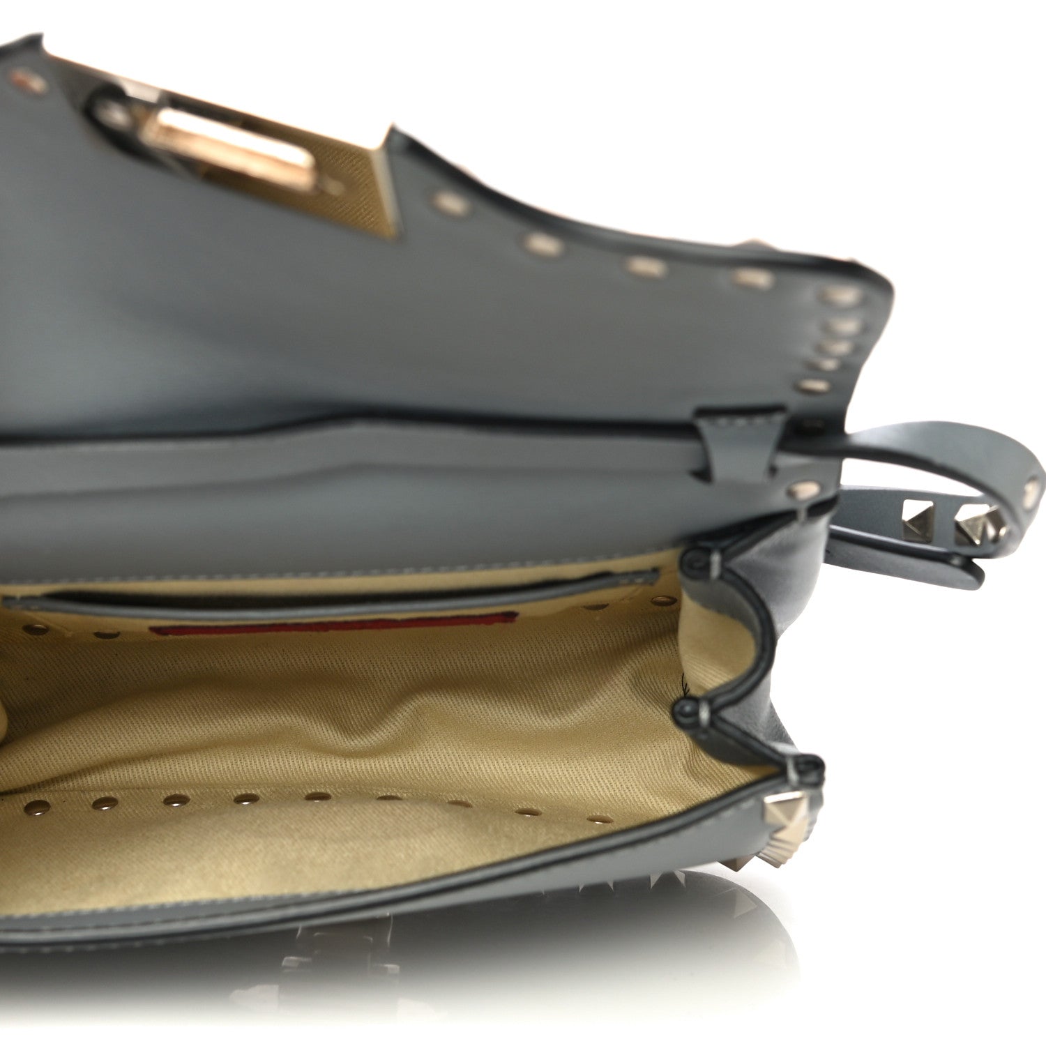 Valentino Garavani Vitello Mini Rockstud Flap Saddle Crossbody Bag Light Stone 4 of 15