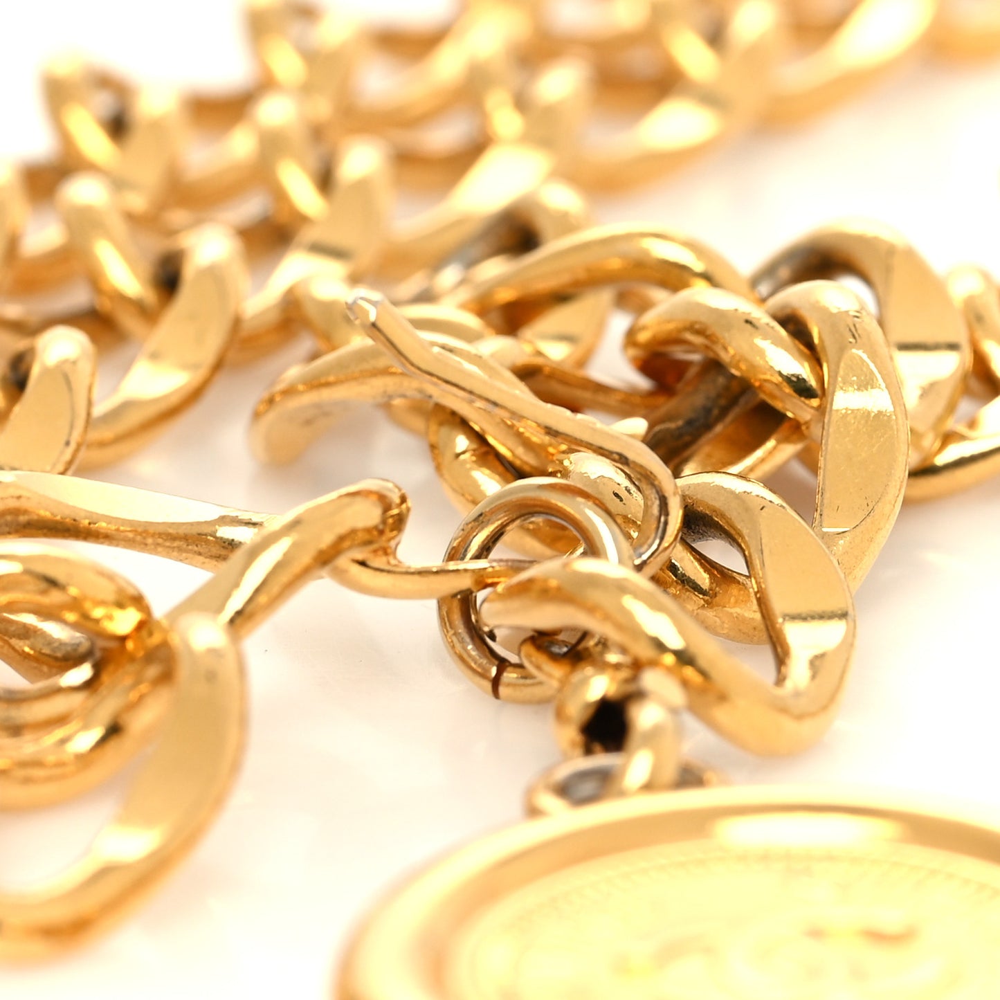 Metal Chain CC Medallion Belt Gold