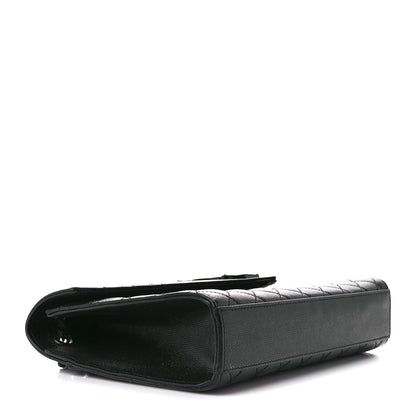 Saint Laurent Grain De Poudre Textured Mixed Matelasse Triquilt Medium Monogram Monochrome Satchel Black 5 of 12