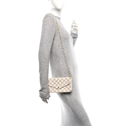 Louis Vuitton Damier Azur Pochette Felicie Chain Wallet Rose Ballerine 2 of 11