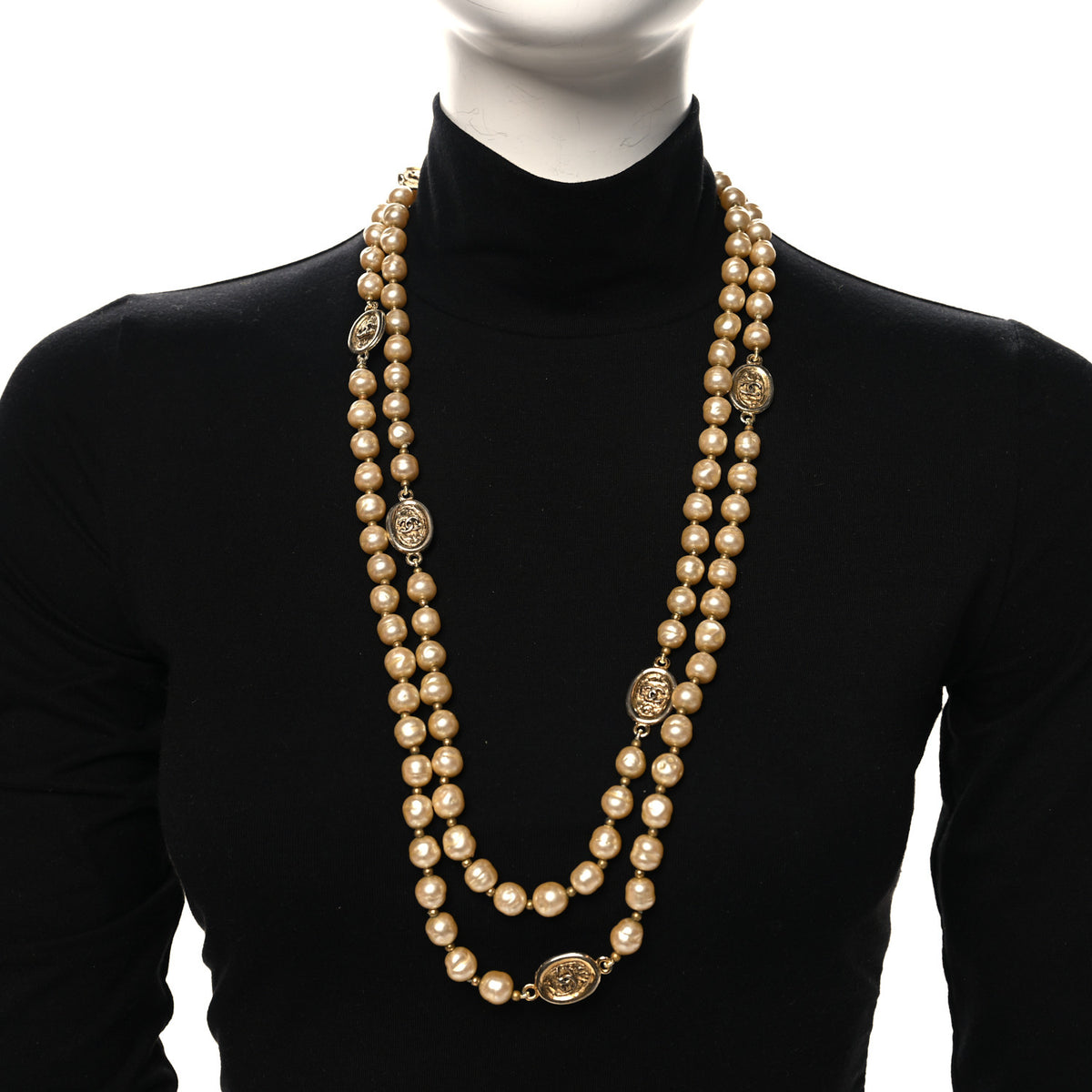 Chanel Pearl CC Long Necklace Gold 2 of 5