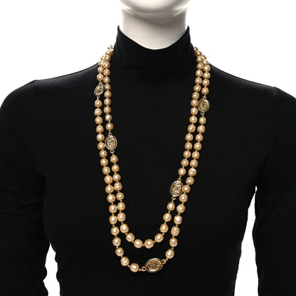 Chanel Pearl CC Long Necklace Gold 2 of 5