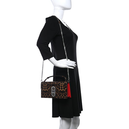 Christian Louboutin Calfskin Leopard Elisa Baguette Brown 2 of 9