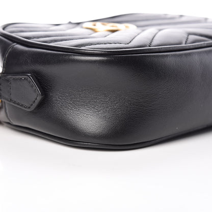 Gucci Calfskin Matelasse Mini GG Marmont Chain Shoulder Bag Black 8 of 10