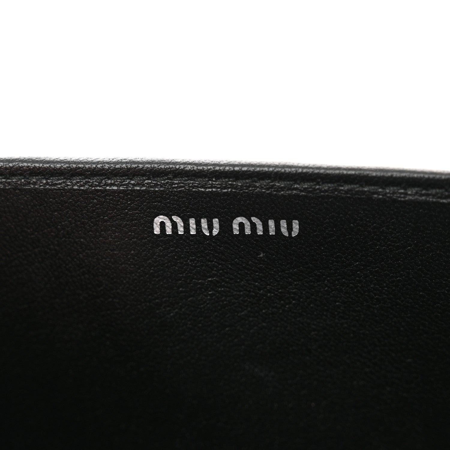 Miu Miu Nappa Matelasse Crystal Chain Wallet On Chain Black 6 of 12