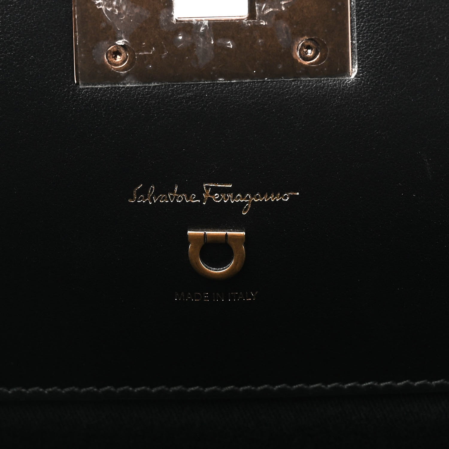 Salvatore Ferragamo Embroidered Canvas Calfskin The Studio Bag Navy Black 6 of 9