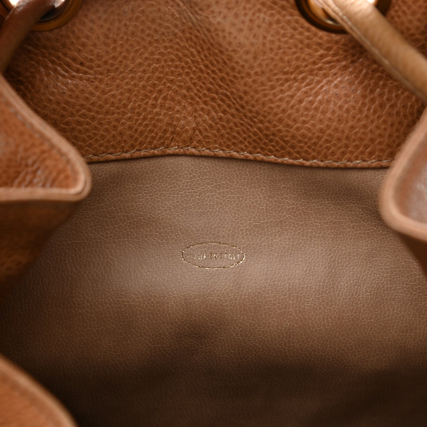 Caviar Drawstring Backpack Beige