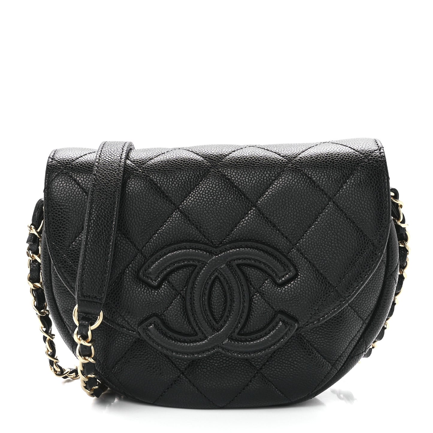 Caviar Quilted Mini Messenger Flap Black
