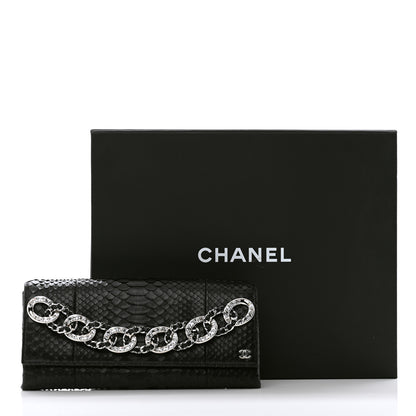 Chanel Snakeskin Baguette Crystal Clutch Black 9 of 9