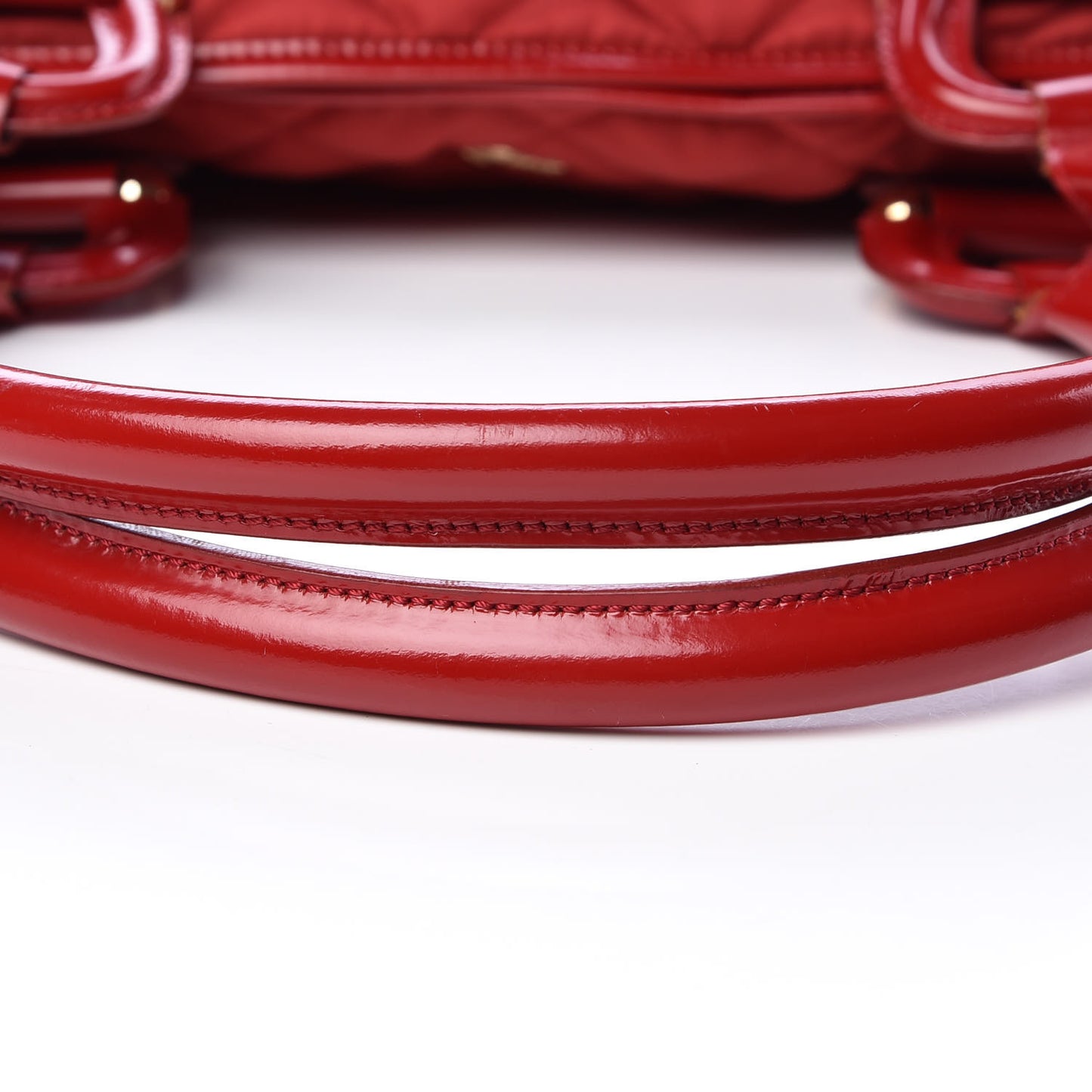 Nylon Patent Quilted Grange Tote Red
